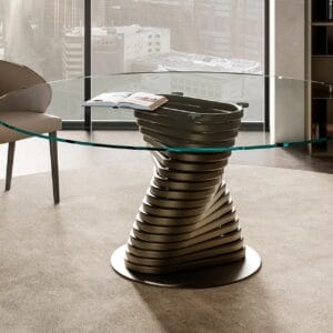Rotolo With Glass Top Dining Table By Eforma 2