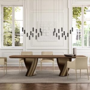 Rotolo With Wooden Top Dining Table By Eforma 3