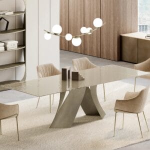 Twist Extendable With Glass Top Dining Table By Eforma 3