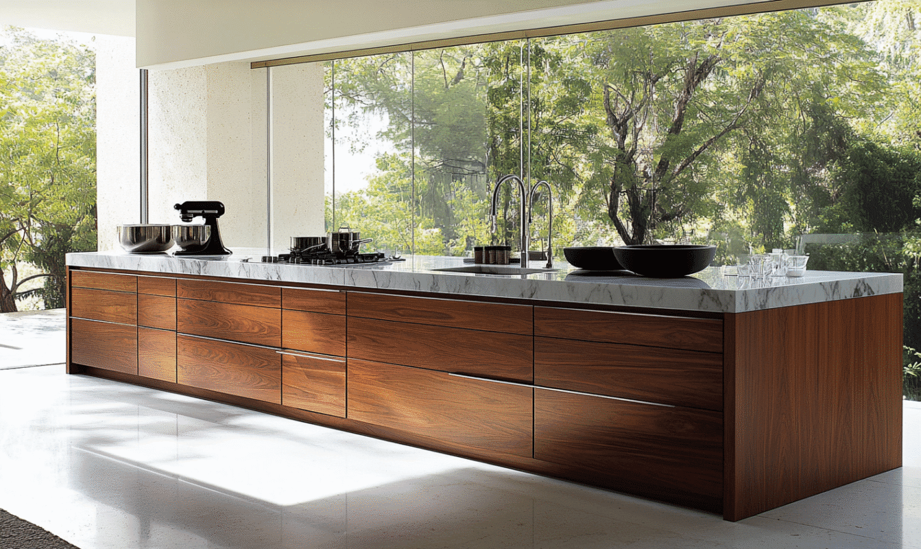 Marble top in Kitchen cabinet doors