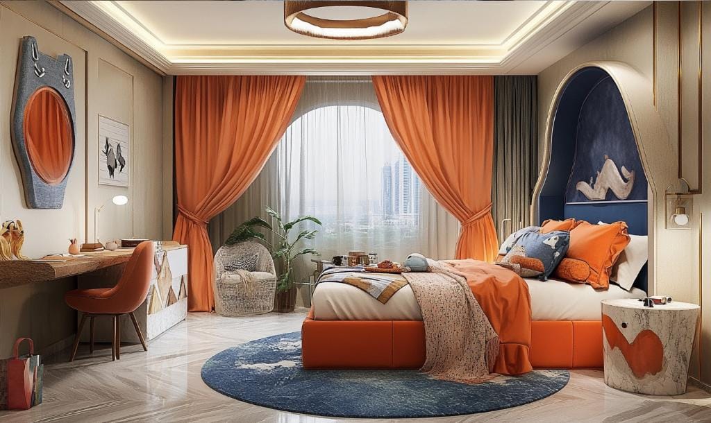 Orange curtains for kids room