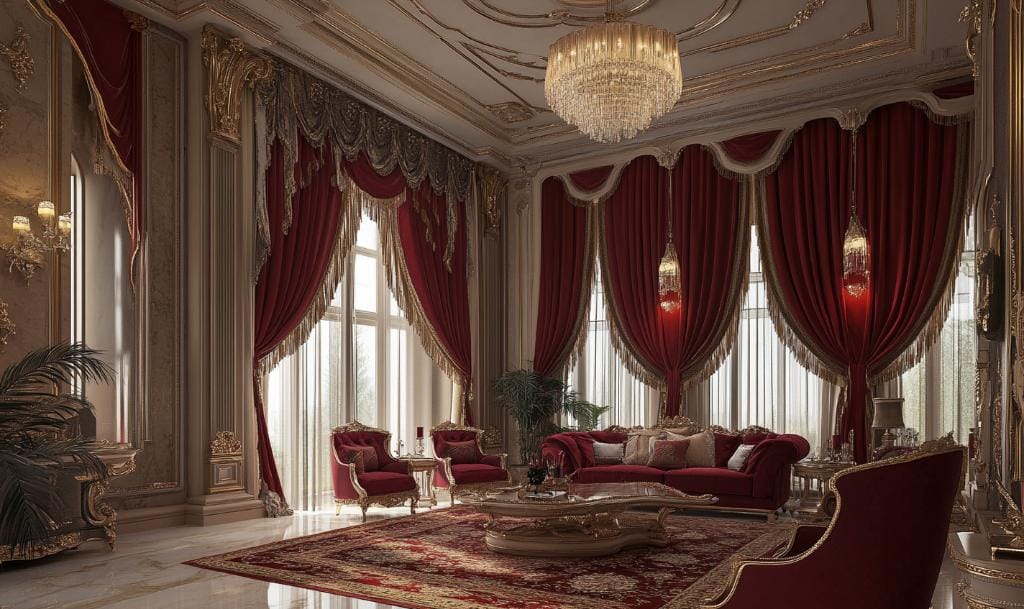 Custom made sheer curtains in a Dubai living room