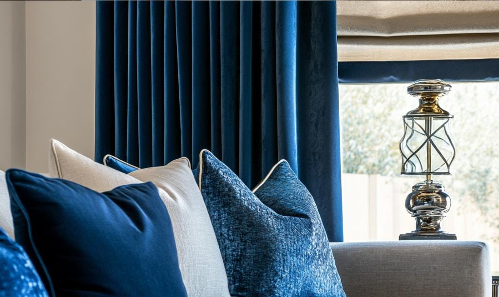 Blue bold types of curtains in Dubai