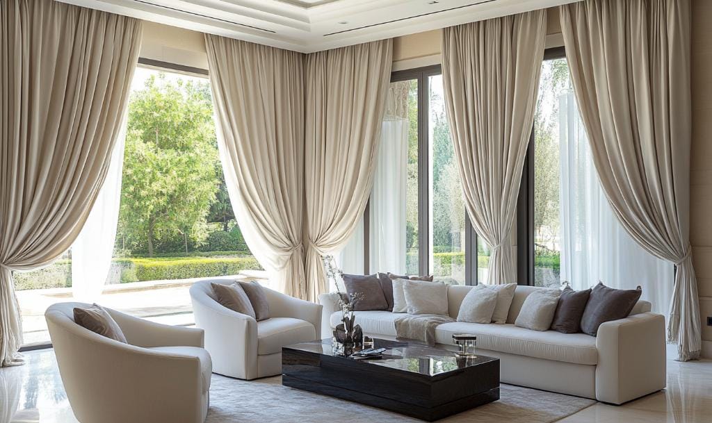 Cashmere types of curtains for high end living room