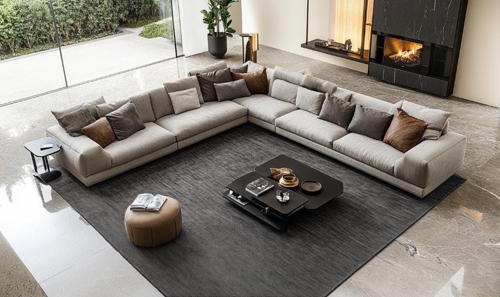 Grey : jute rug in living room
