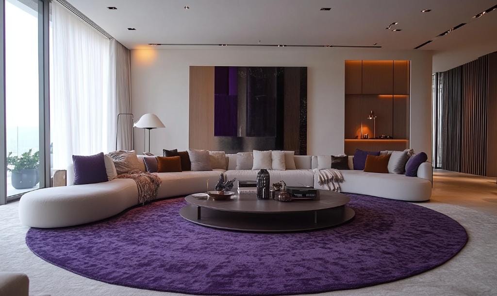 Purple round rugs