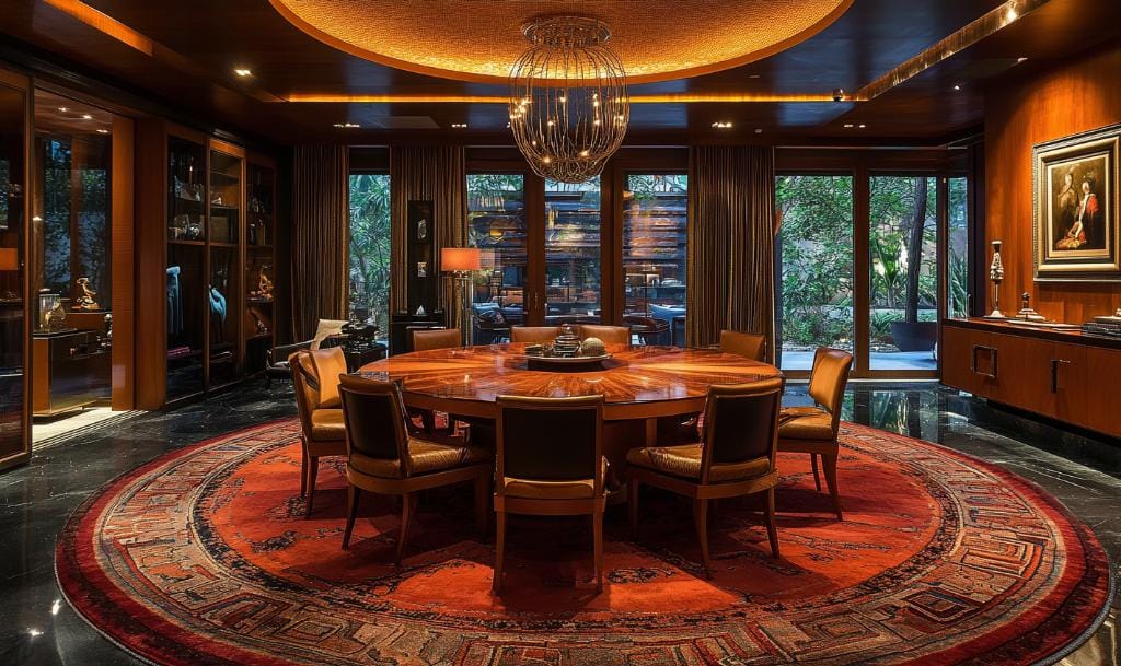 round rugs in a study