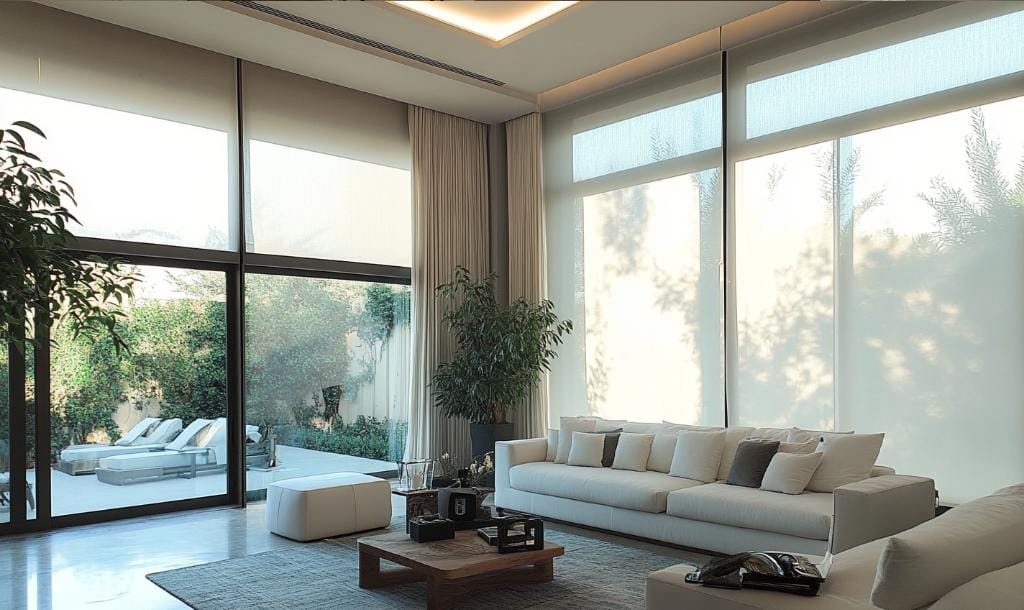 Designer Italian motorised blinds for living room