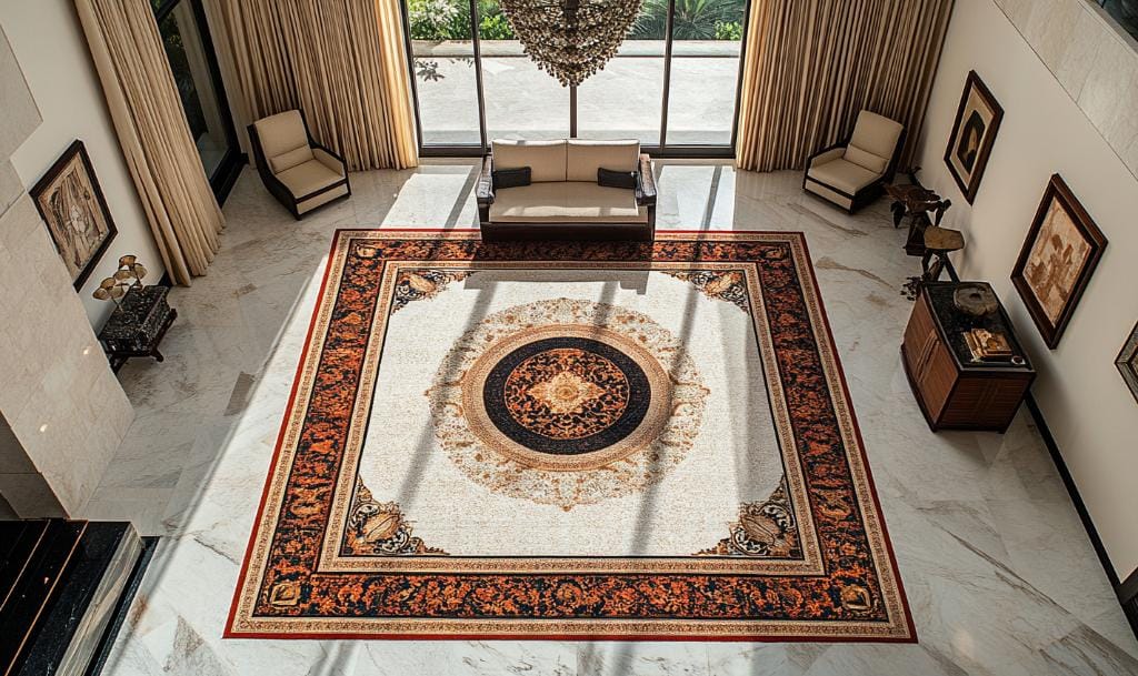 modern persian rug with geometric patterns
