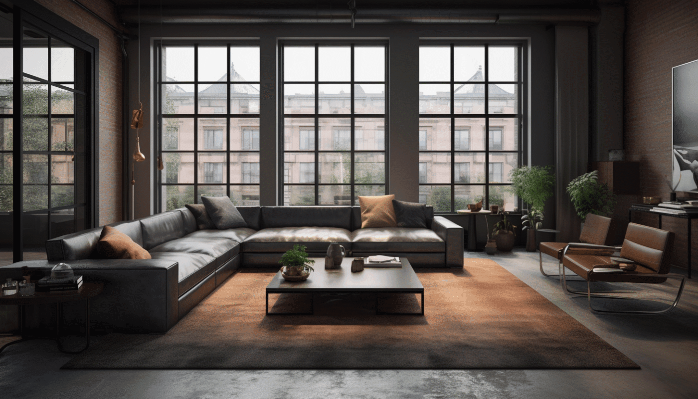 Round jute rug styled with wooden furniture and cozy cushions in living room