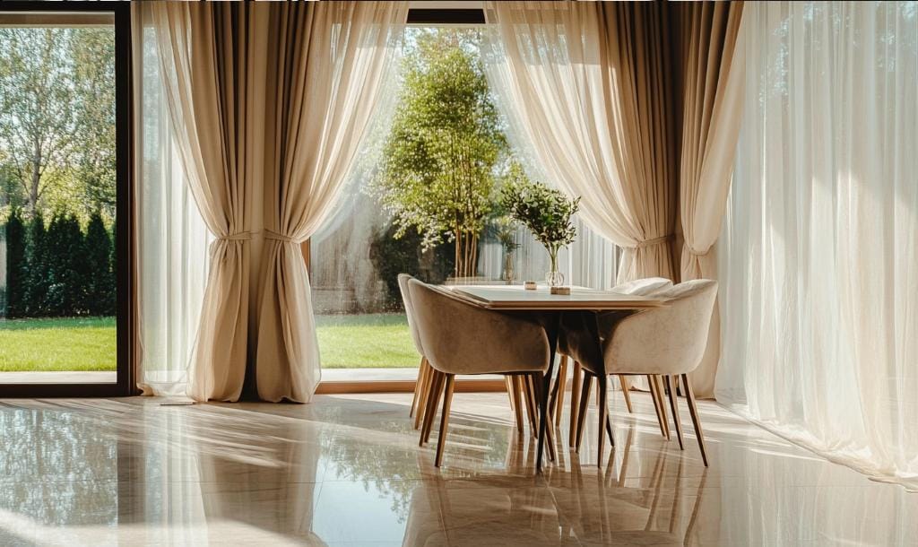 Light through curtains for dining room