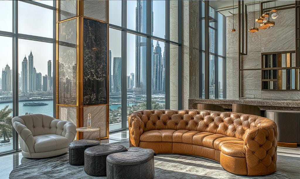 Leather upholstery meaning furniture in Dubai