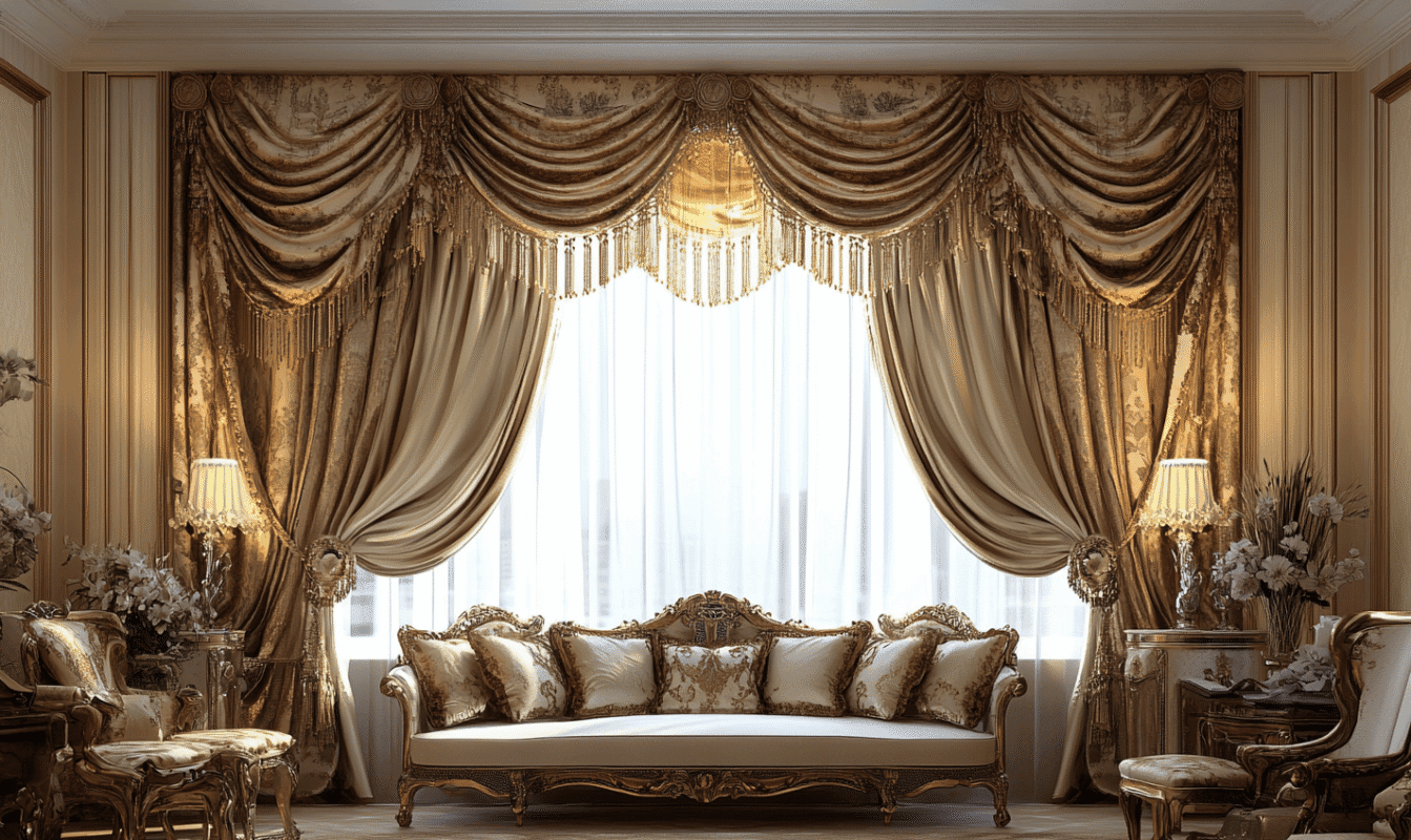Bespoke silk living room curtain design