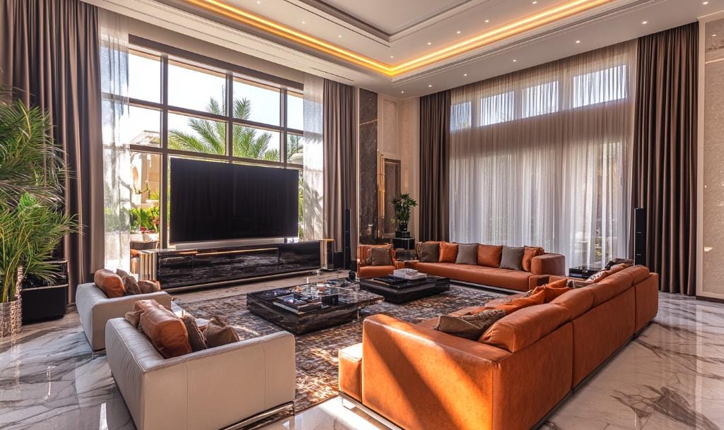 Blackout window curtain design in media room