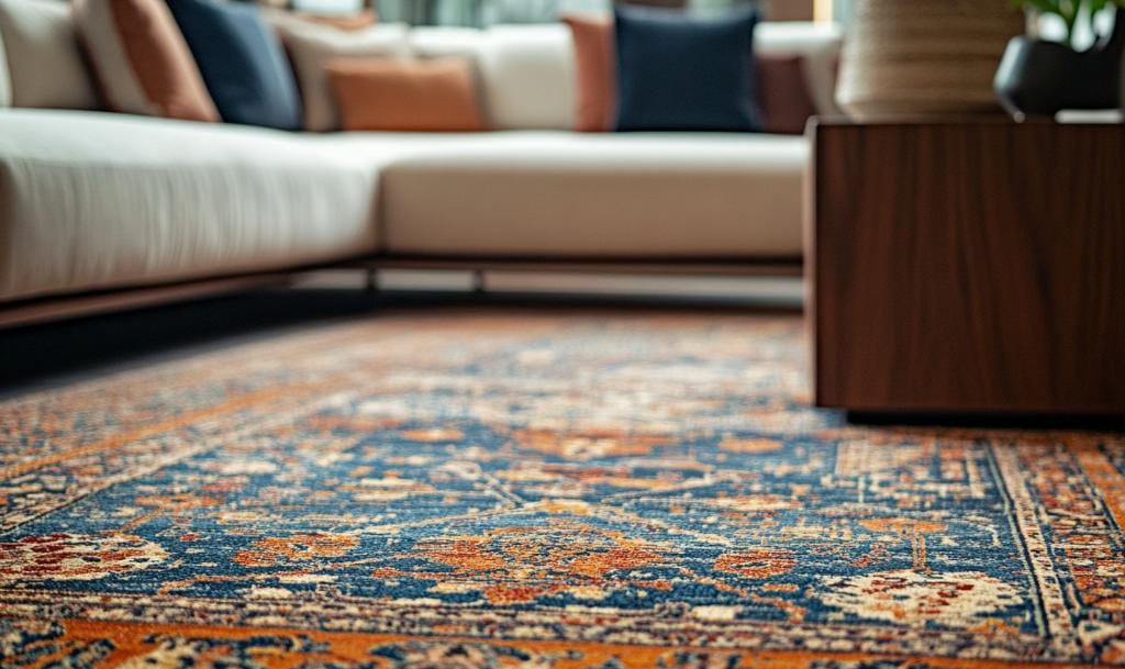 modern living room with persian rug​ in Dubai