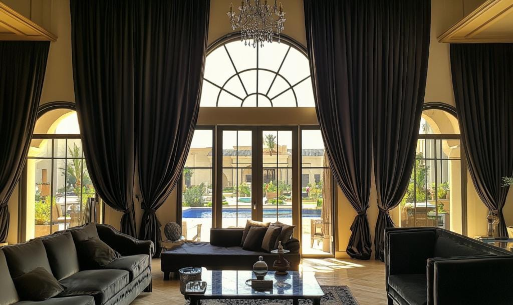Latest plain black curtains