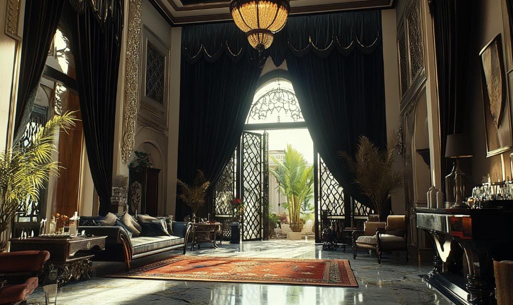 Luxury black curtain blinds