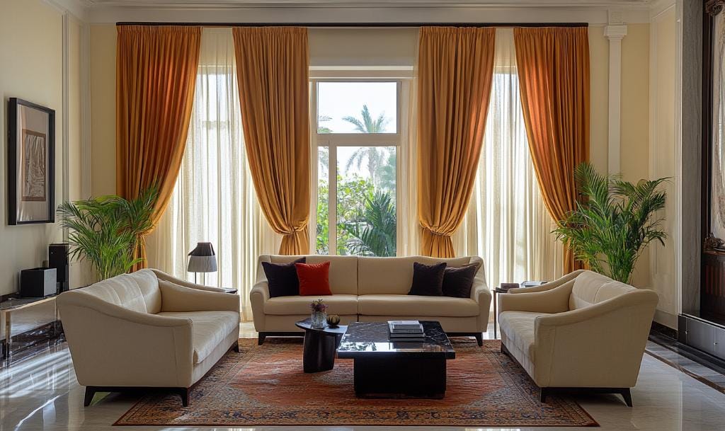 Silk blackout curtains in Dubai