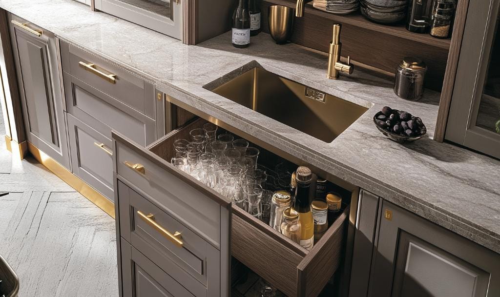 A corner kitchen cabinet in a Dubai kitchen