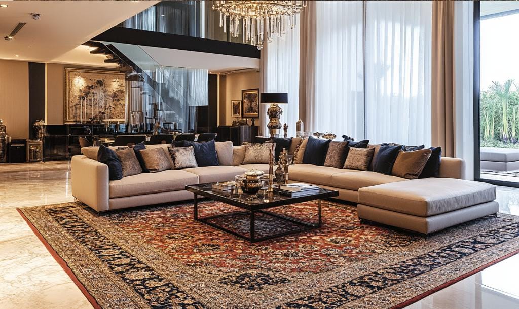 Texture of faded persian rug