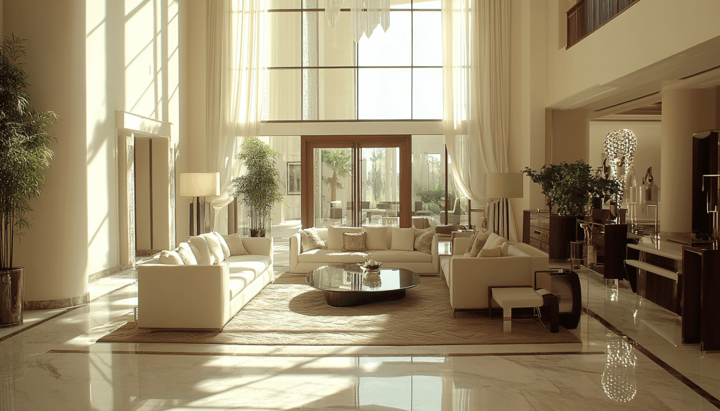 Cotton fabric sofas with crypton fabric for stain resistance in spacious living room