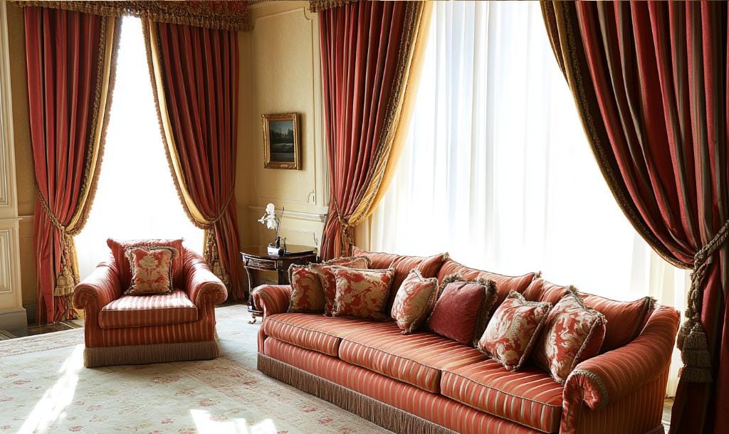 Colour scheme with window curtain design