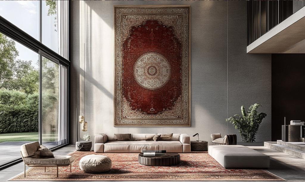 Vertical faded persian rug