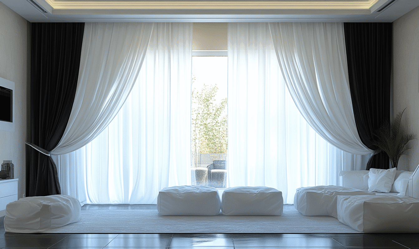 White modern curtain designs for living room