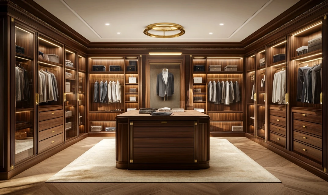 elegant walk in wardrobe design