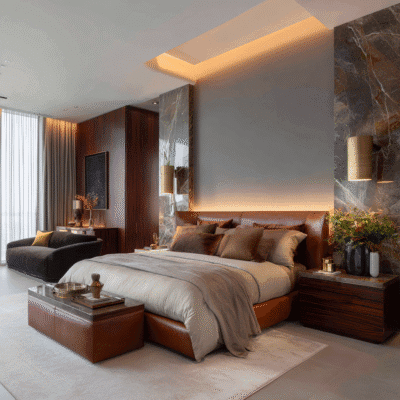 modern leather bedroom