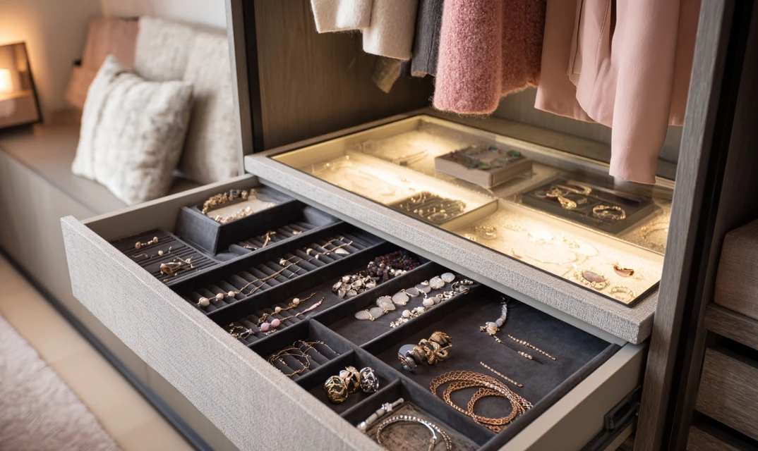 accessories drawer in fitted wardrobe