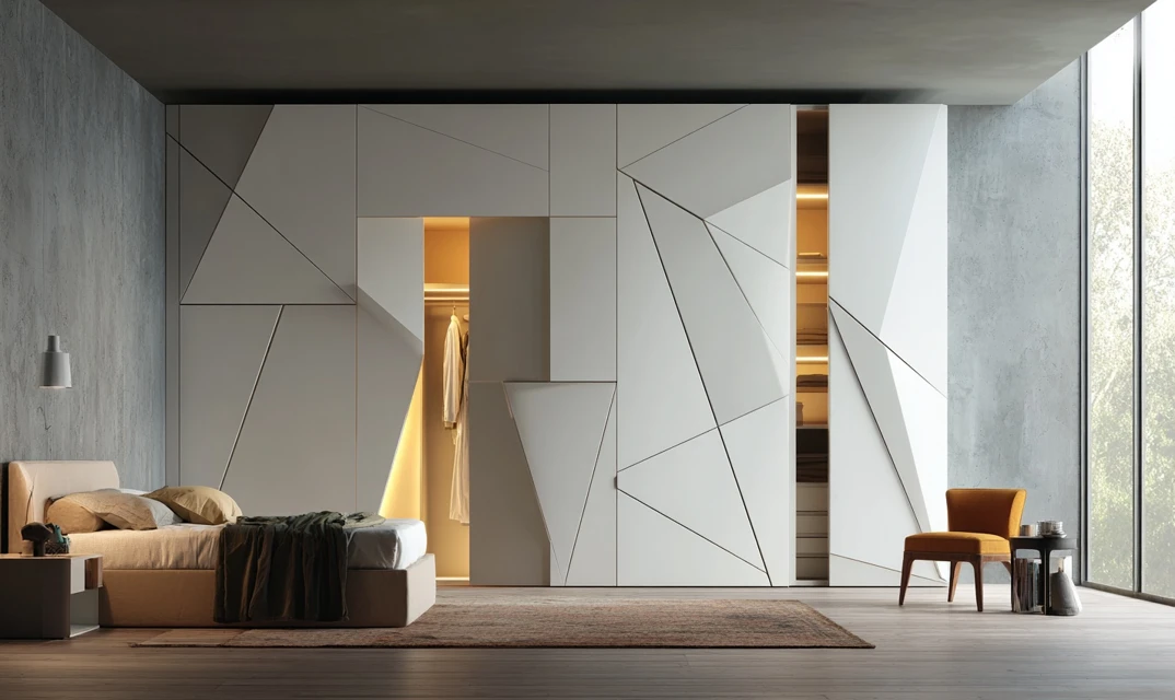 asymmetrical wardrobe designs for bedroom