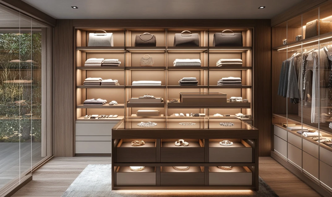 boutique style walk in wardrobe design