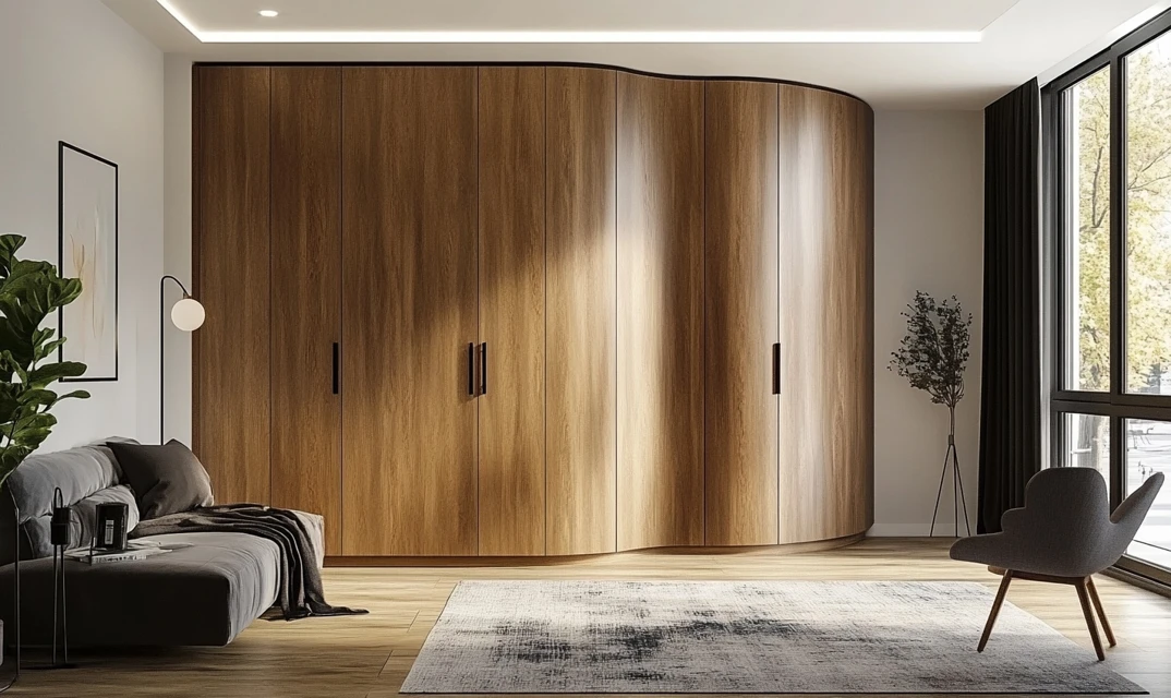curved corner wardrobe design