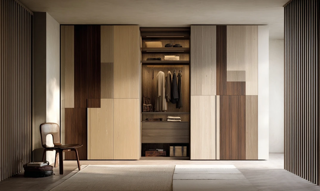 dual tone wooden wardrobe design