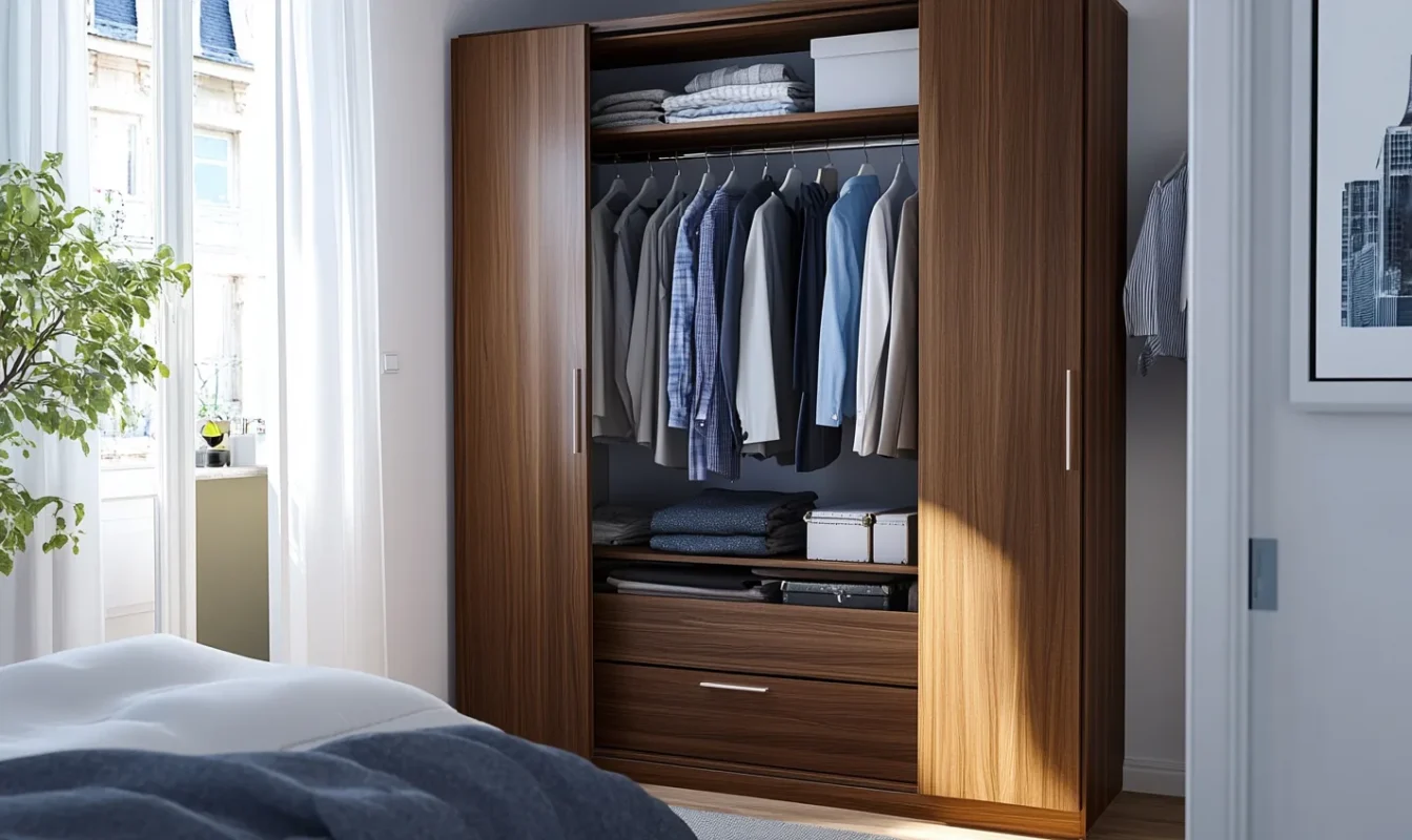 wardrobe design with behind door storage