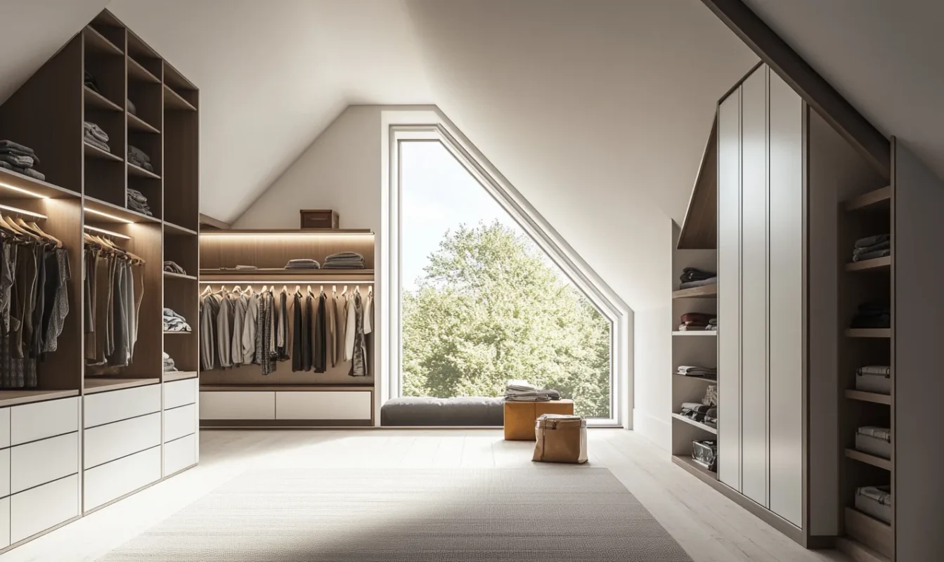 modern sloped ceiling wardrobe design