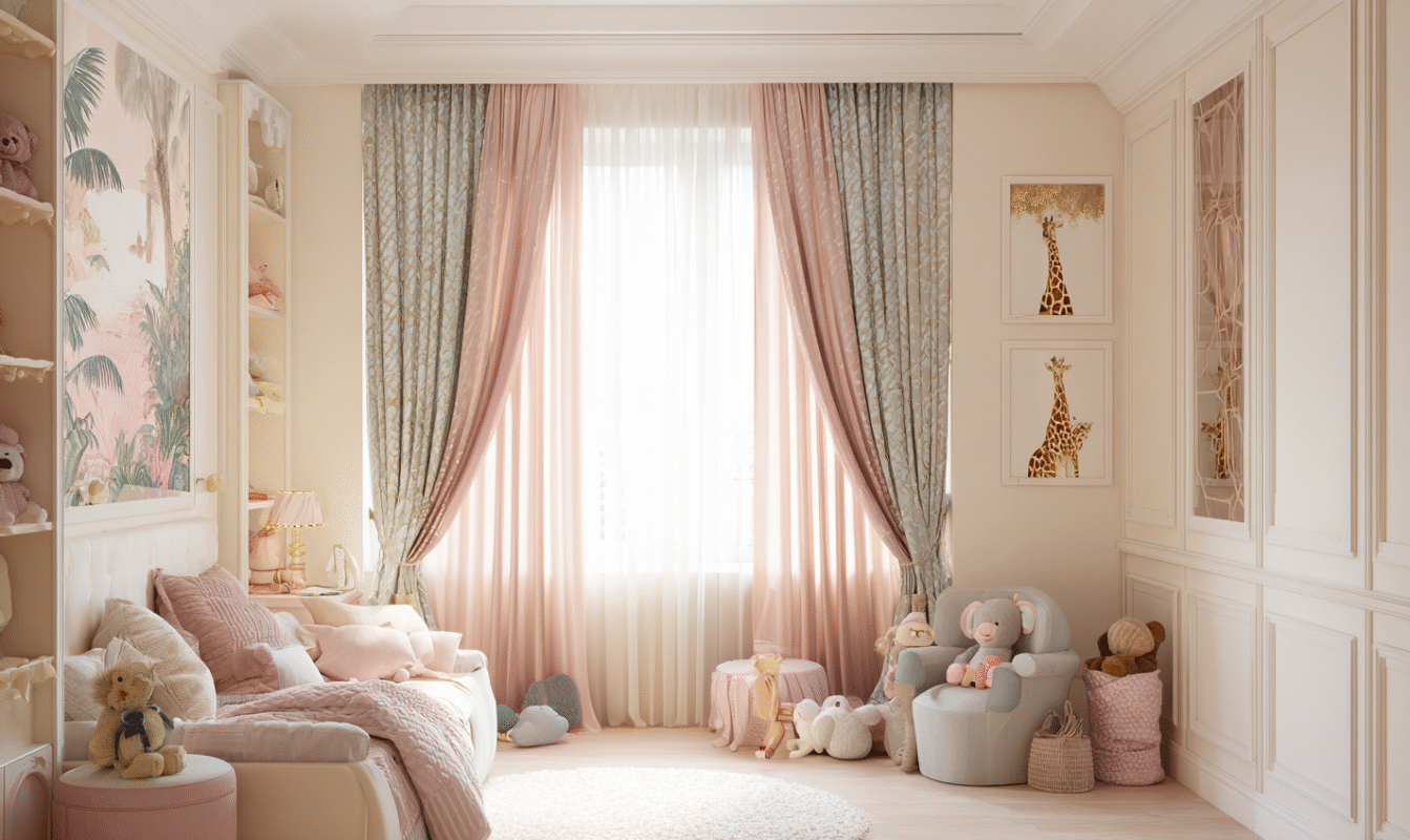 Pink curtains for kids room