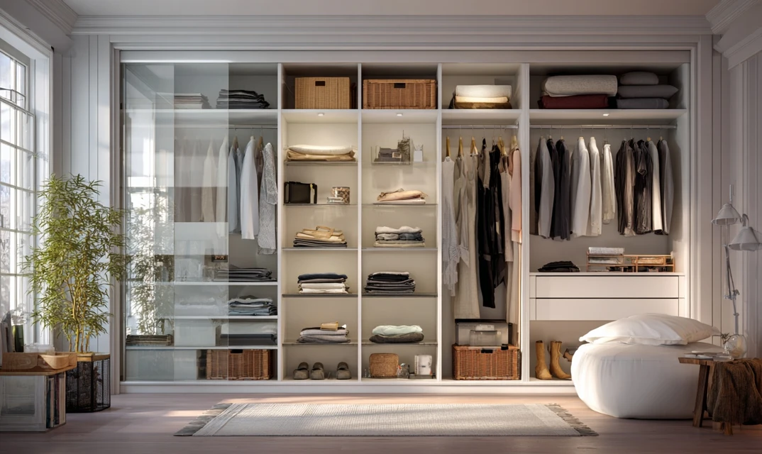 fitted wardrobe with glass fittings