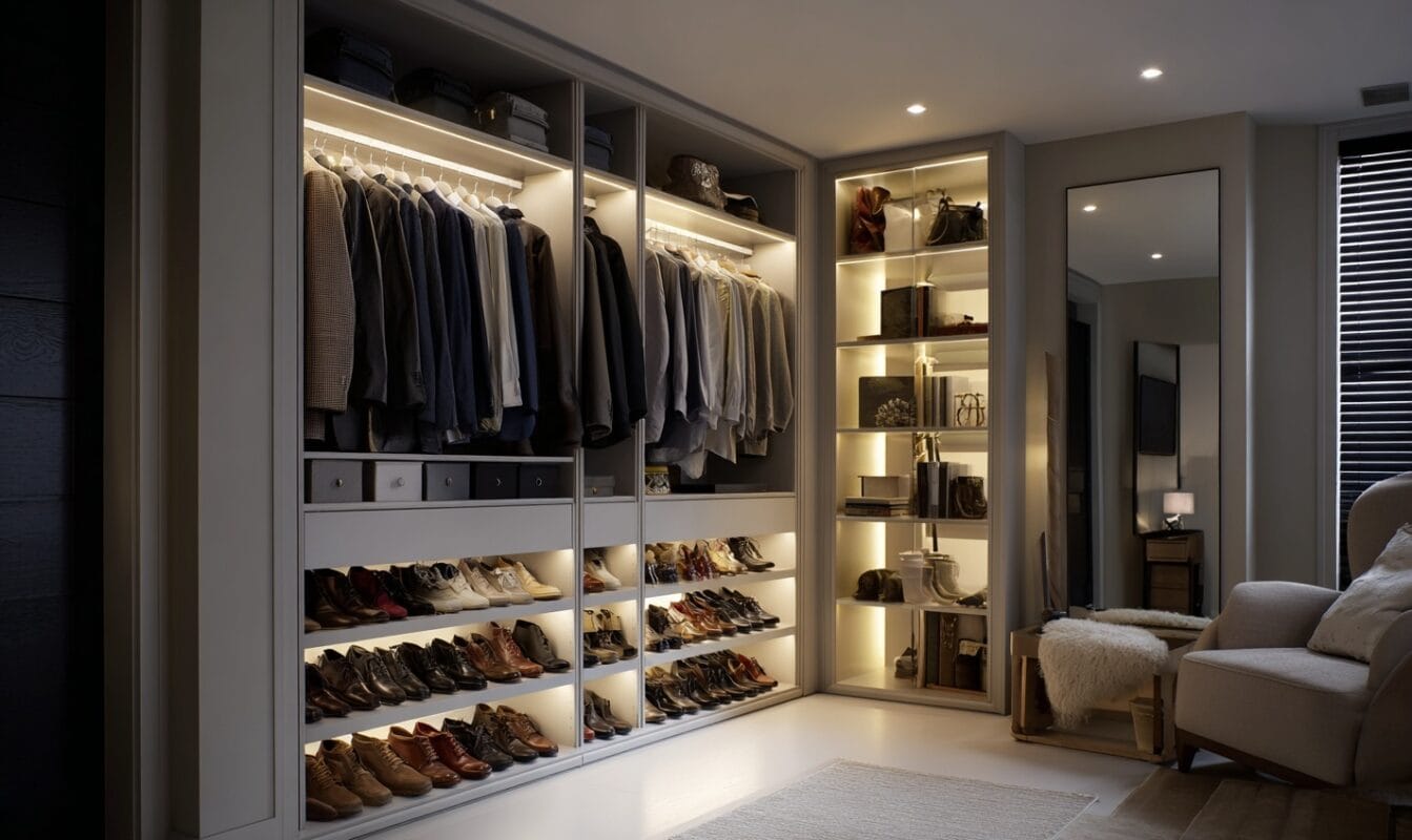 fitted wardrobe with built in shoe storage