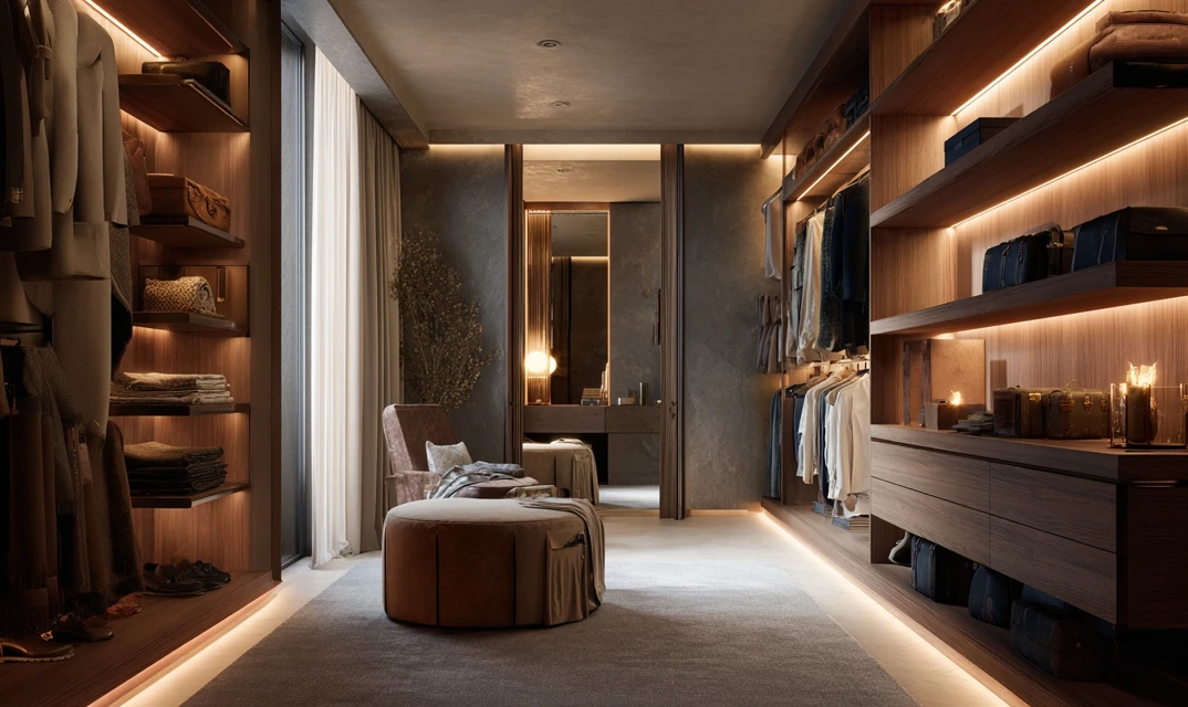 hidden dressing table in fitted wardrobe