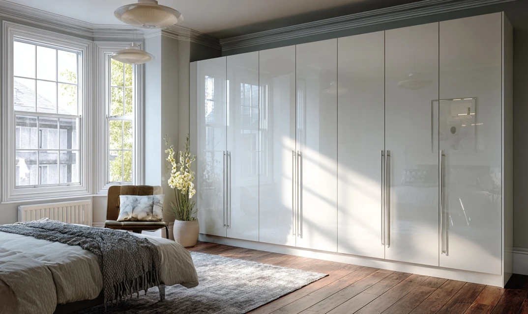 high gloss fitted wardrobe designs