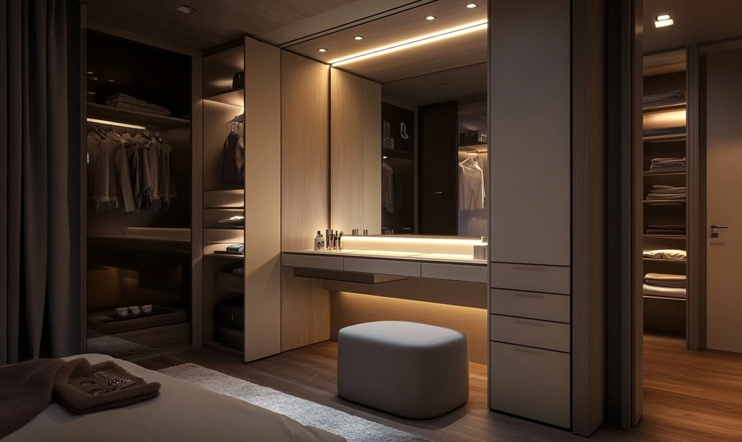 integrated dressing table modern bedroom wardrobe design