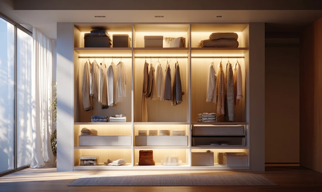 integrated lighting in fitted wardrobes  