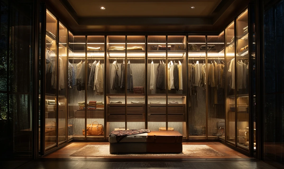 light showcase in walk wardrobe