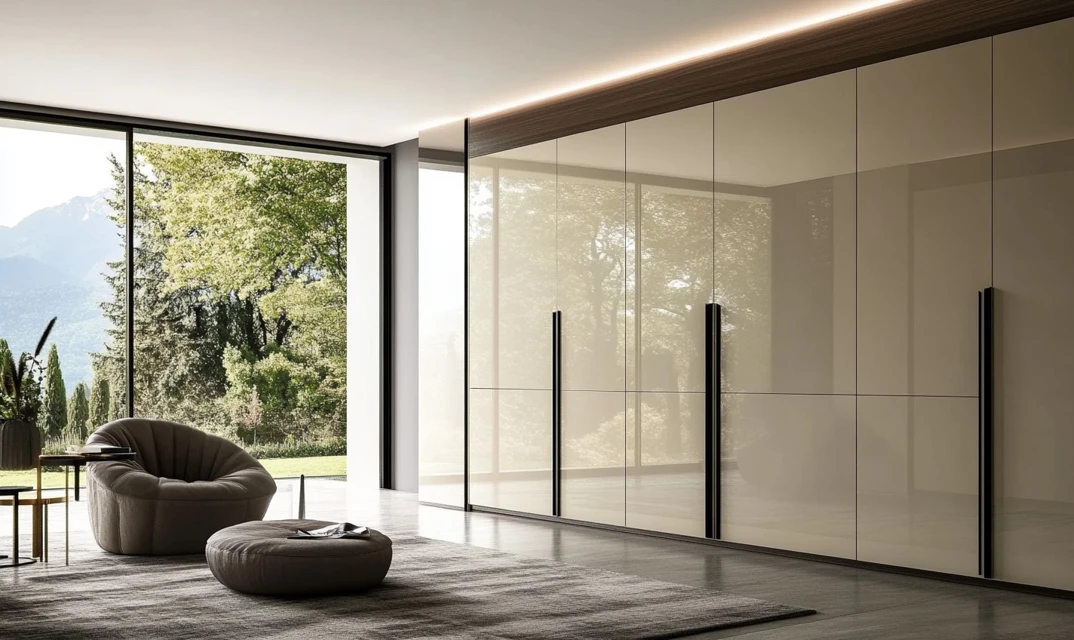 linear handle bedroom wardrobe design