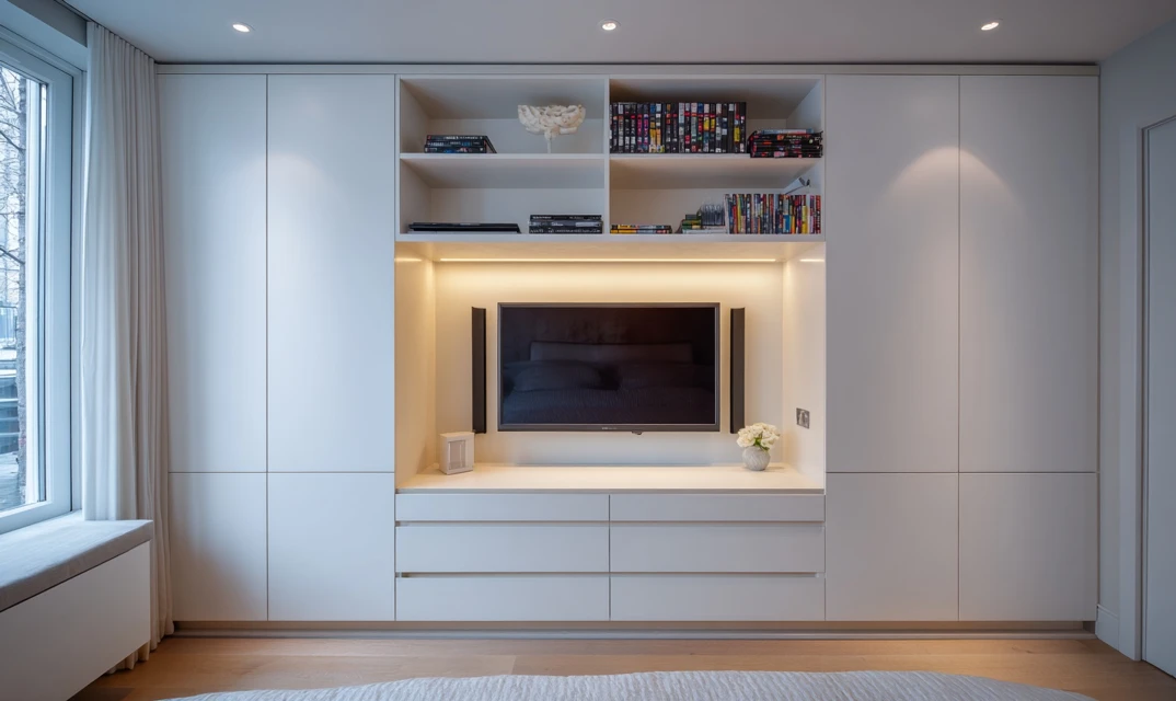 media integration in fitted wardrobe