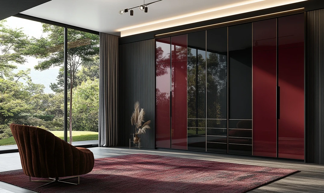 modern burgundy coloured wardrobe design