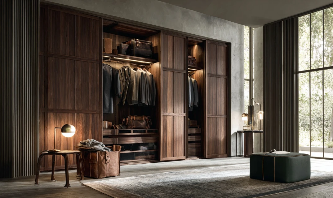 panelled wooden wardrobe design