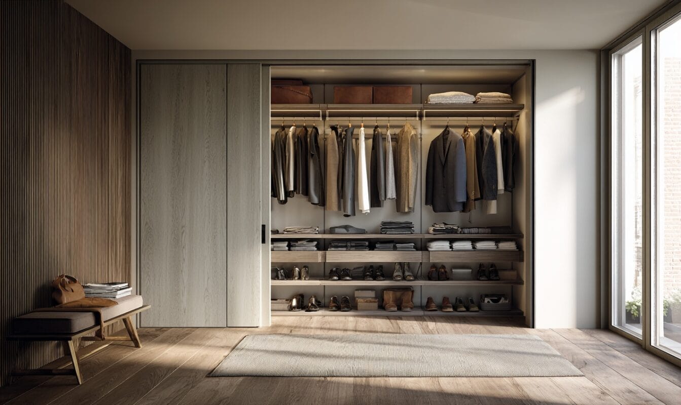 seamless wooden wardrobe integration